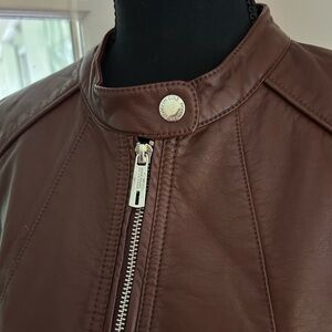 Kenneth Cole Reaction Dark Brown Faux Leather Jacket